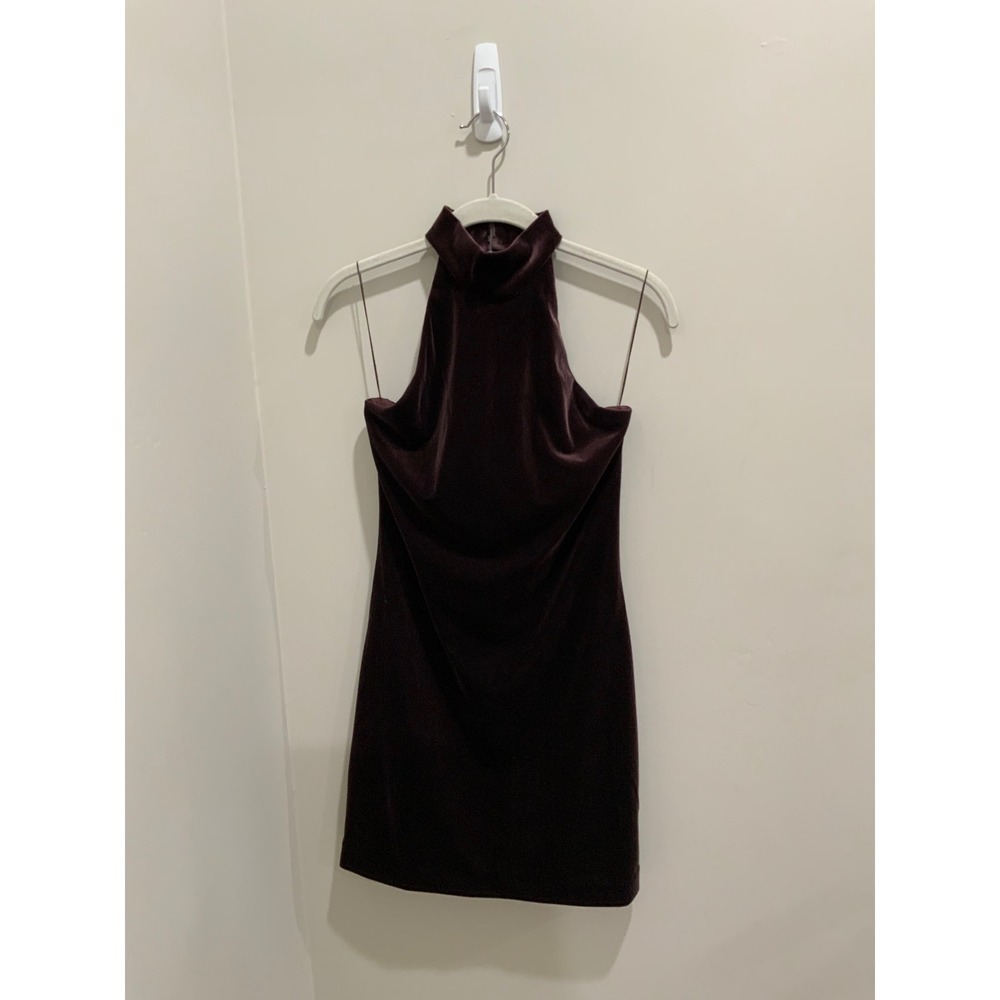 Guess Collection Velvet Halter Neck Mini Dress Size 4 Plum